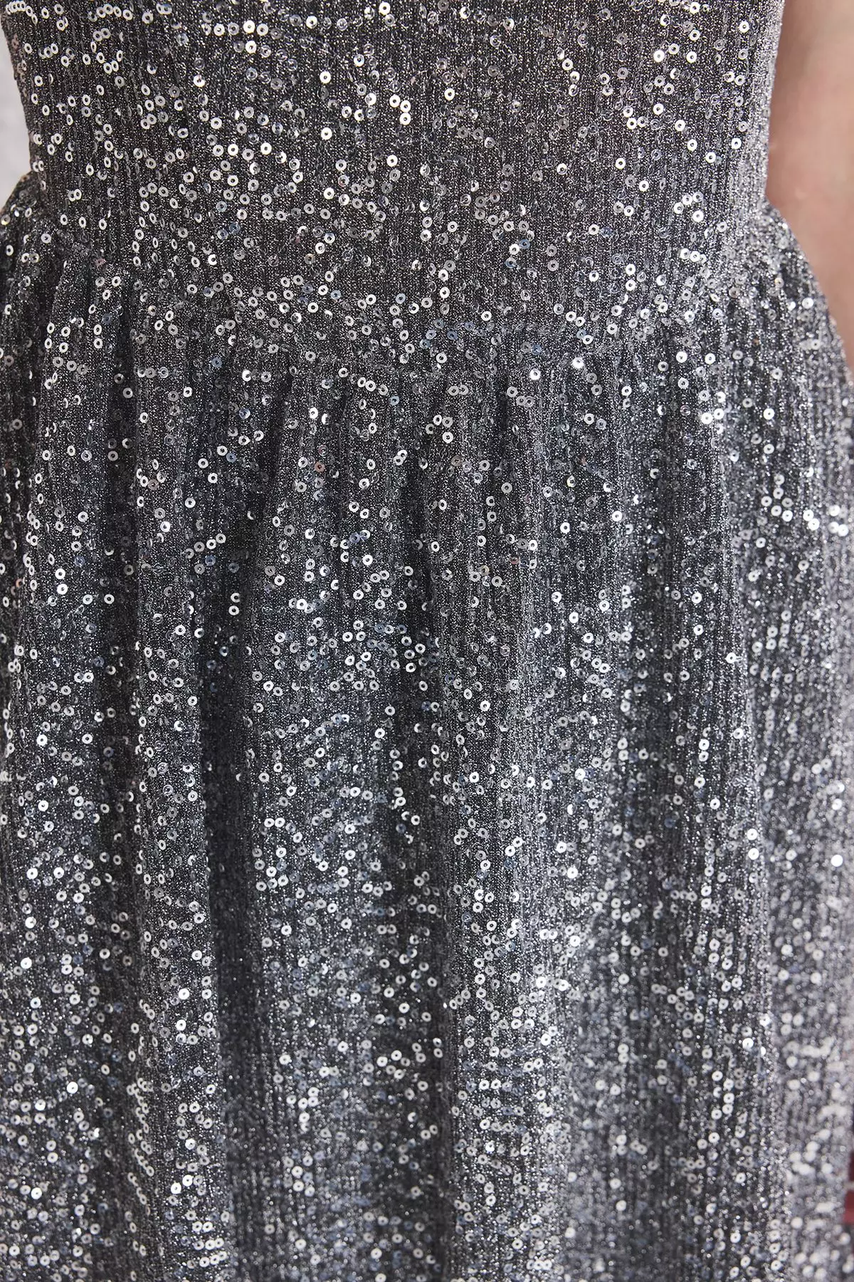 Silver Skirt Waist Opening Sequin Mini Evening Prom Dress TPRSS25EL00286