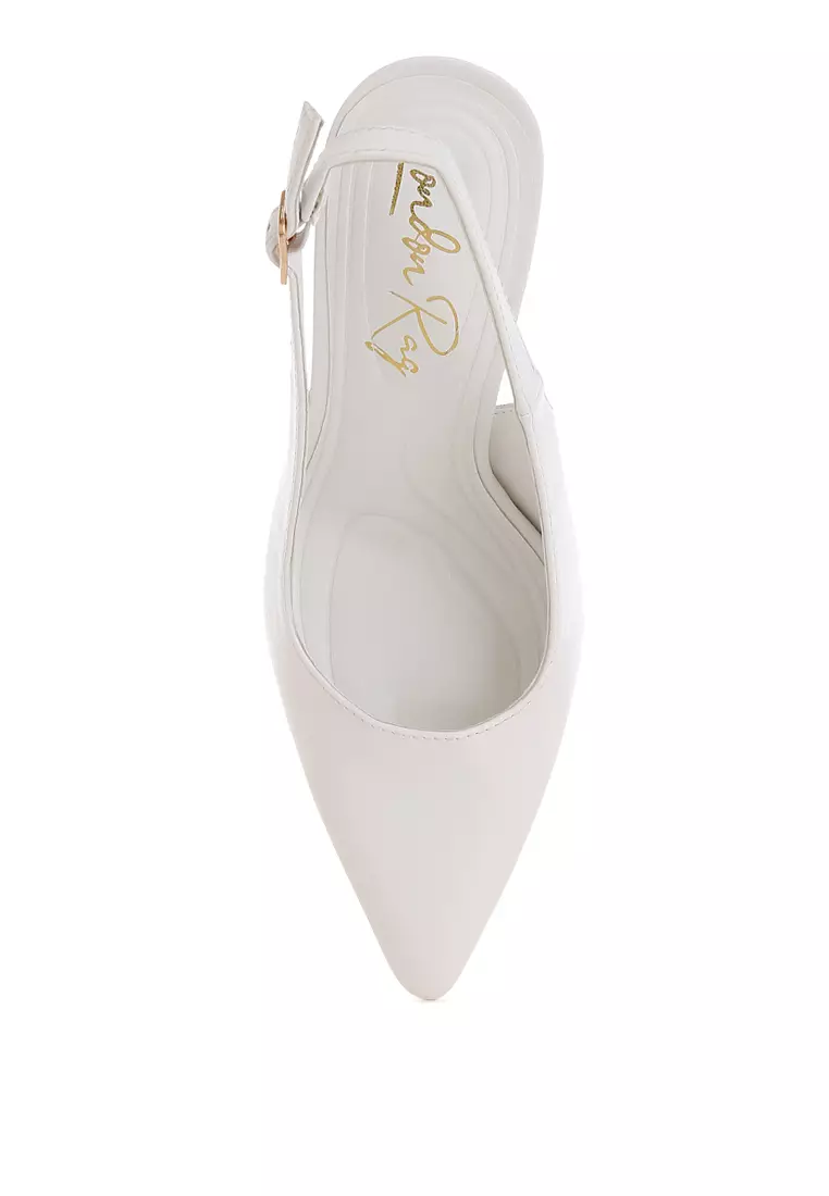 Pointy Toe Slingback Pumps In White