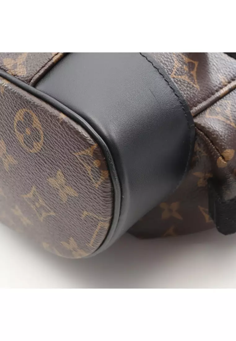 Pre-Loved Louis Vuitton Christopher MM monogram macassar Backpack rucksack PVC leather Brown black