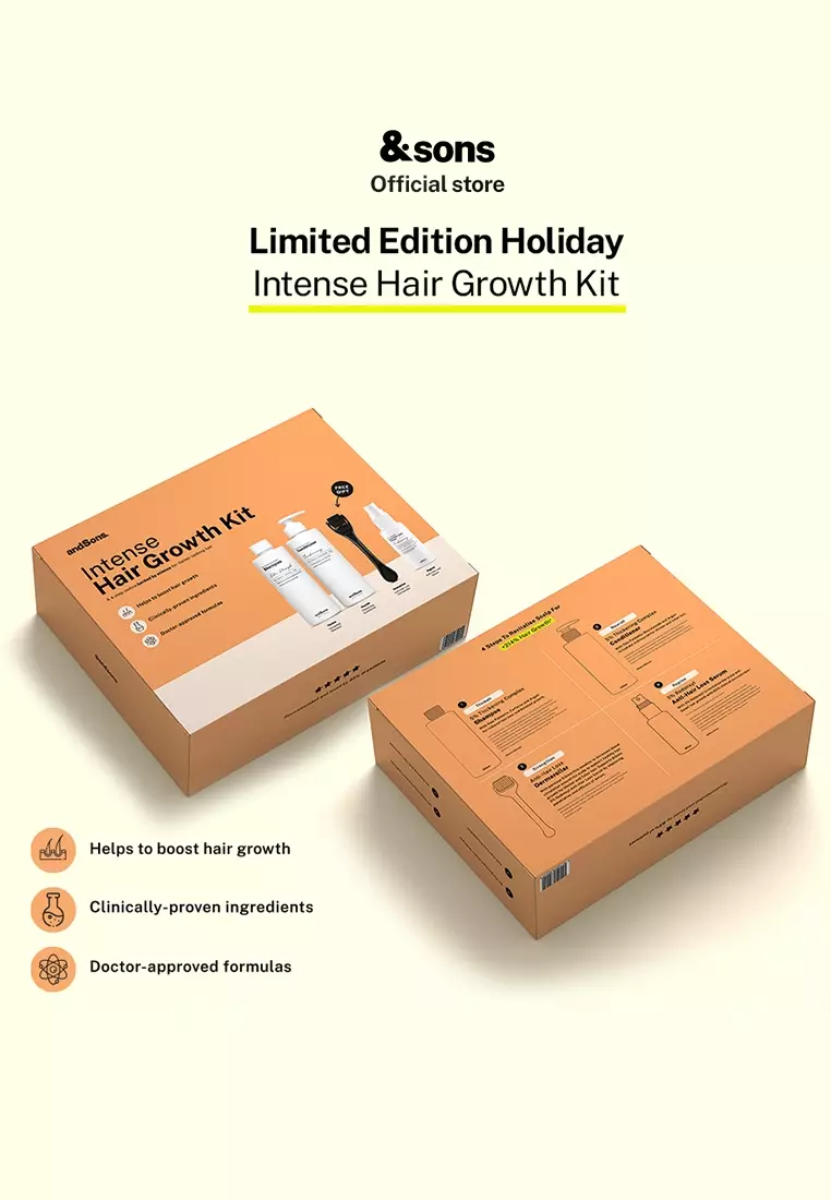 andSons Intense Hair Growth Gift Box Set (Shampoo + Conditioner + 3% Redensyl Serum + Dermaroller)