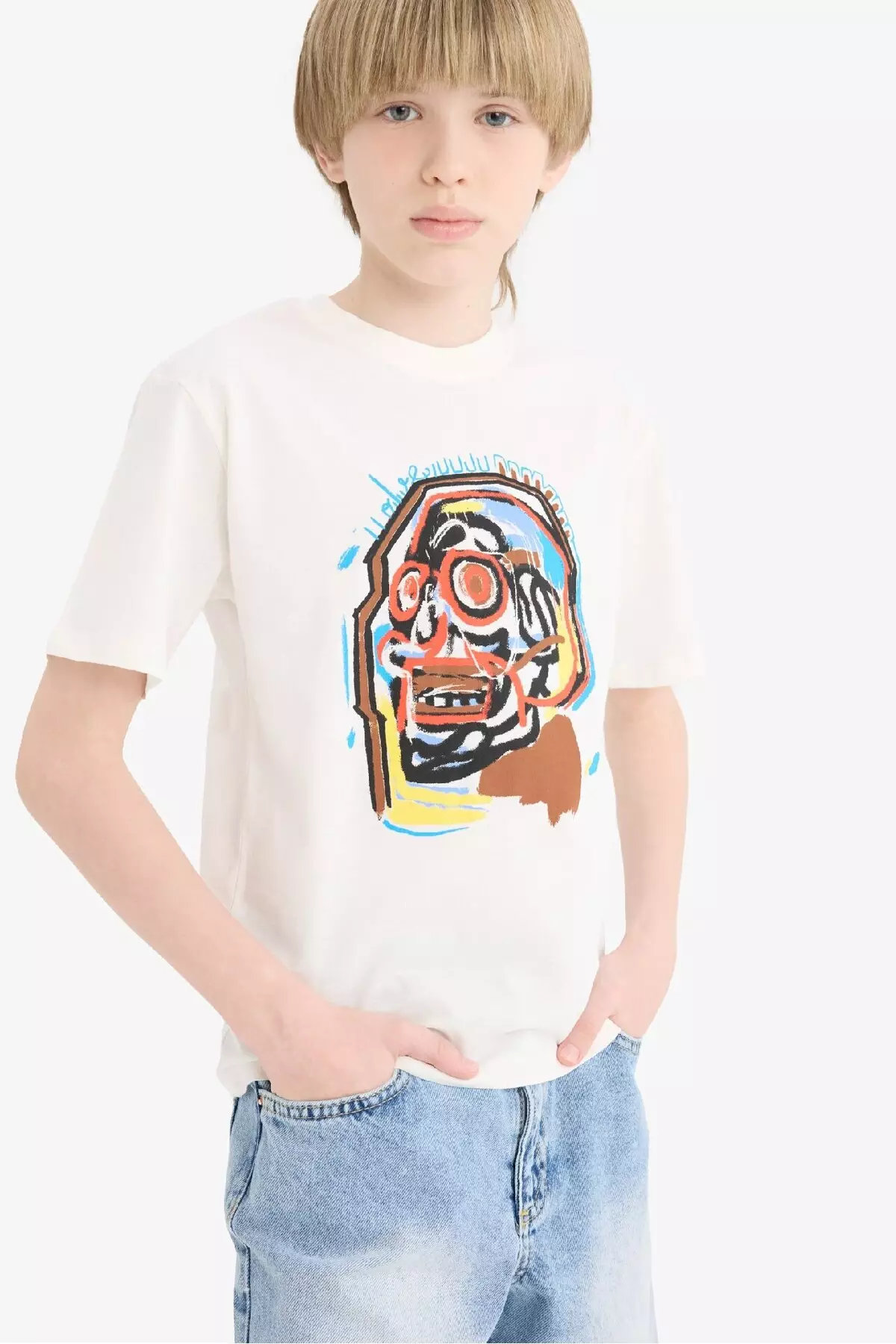 Boy's Crew Neck Printed Short Sleeve T-Shirt E7496A825Sm