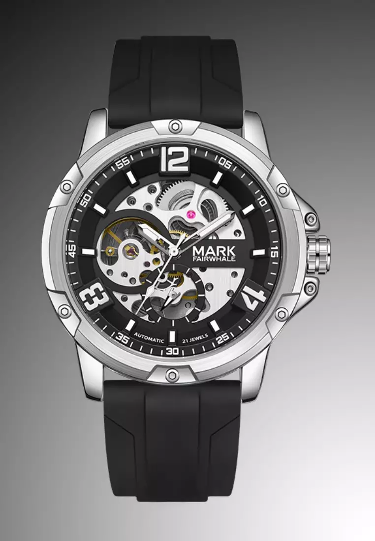 Unisex Automatic Stainless Steel Watch, 43mm, Rubber Strap