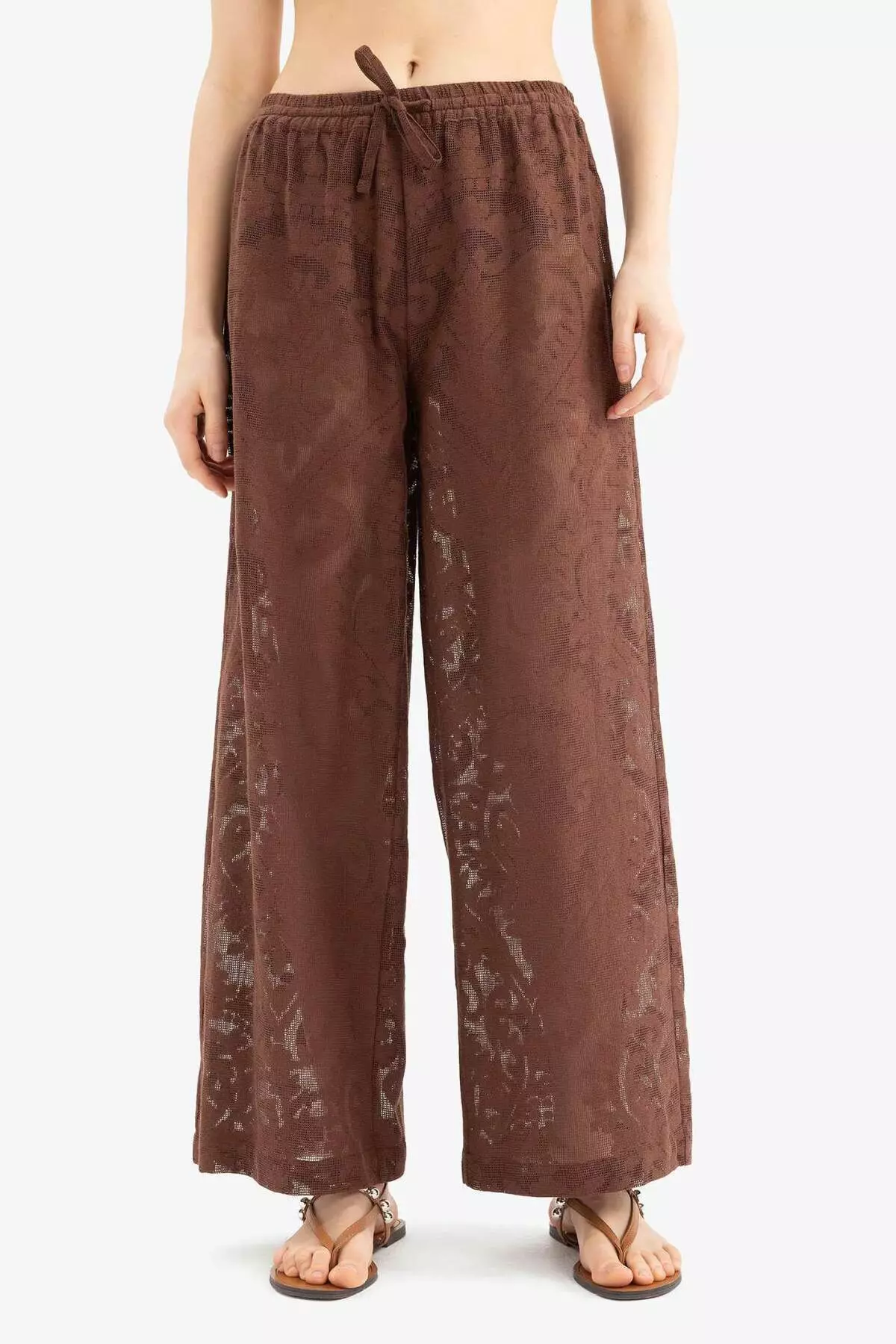 Lace Flexible Waist White Beach Pants-Fall in Love D9767Ax25Sm