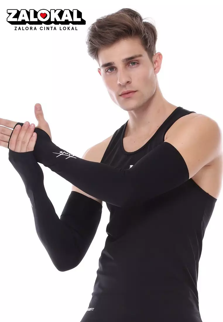 Jual Tiento Manset Tangan / Hand Sleeve/ Arm Sleeve Black thumbhole Men