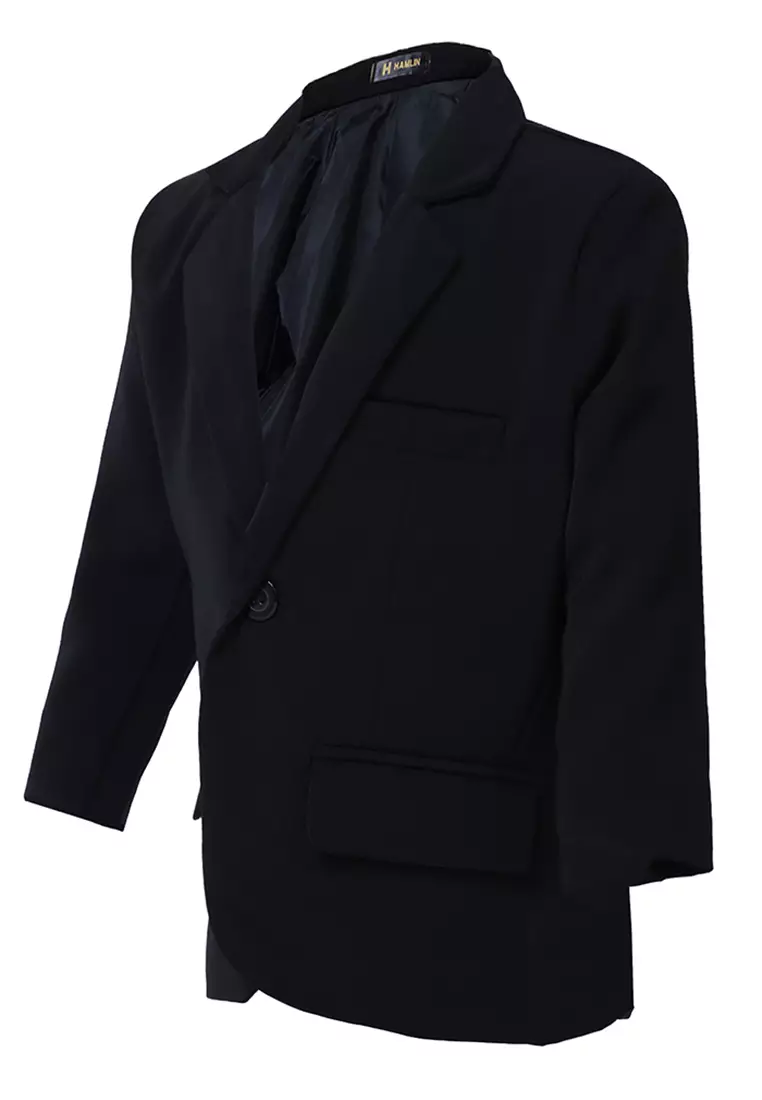 Wesley Jas Formal Anak Pria Plain Motive Full Furing Kids Blazer Material Cotton ORIGINAL - Black