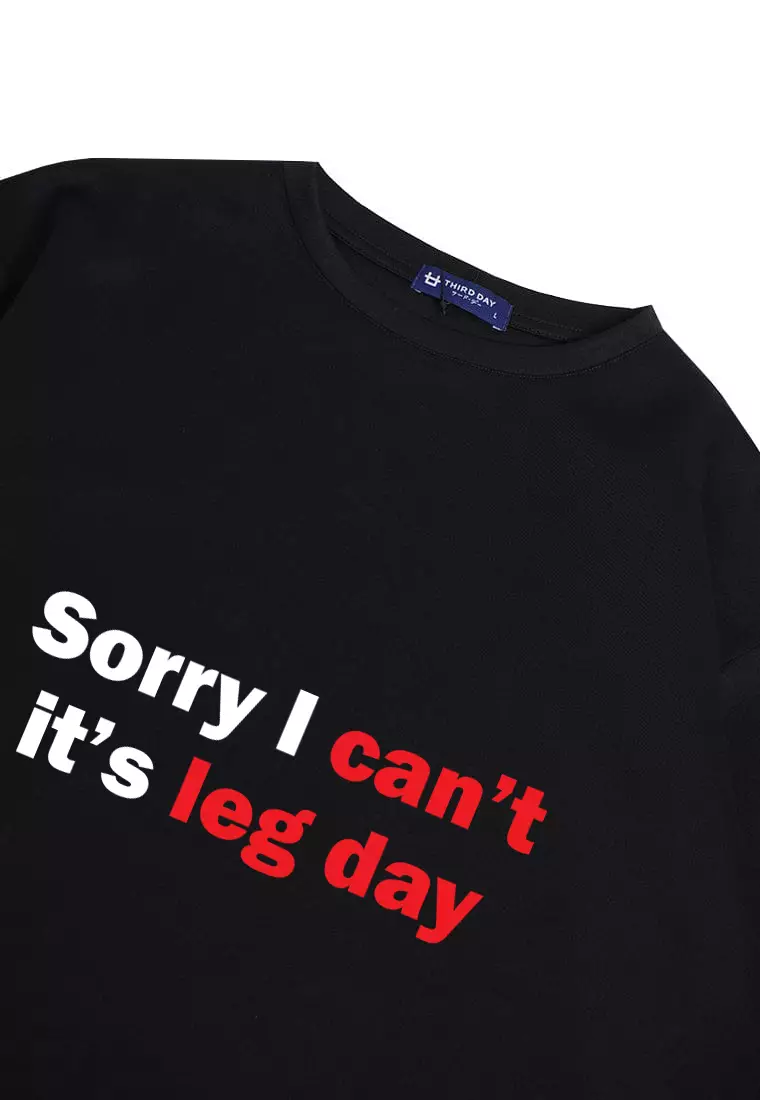 MTQ05 kaos oversize gym bahan scuba distro gymbro sorry i cant leg day binaraga cowo hitam