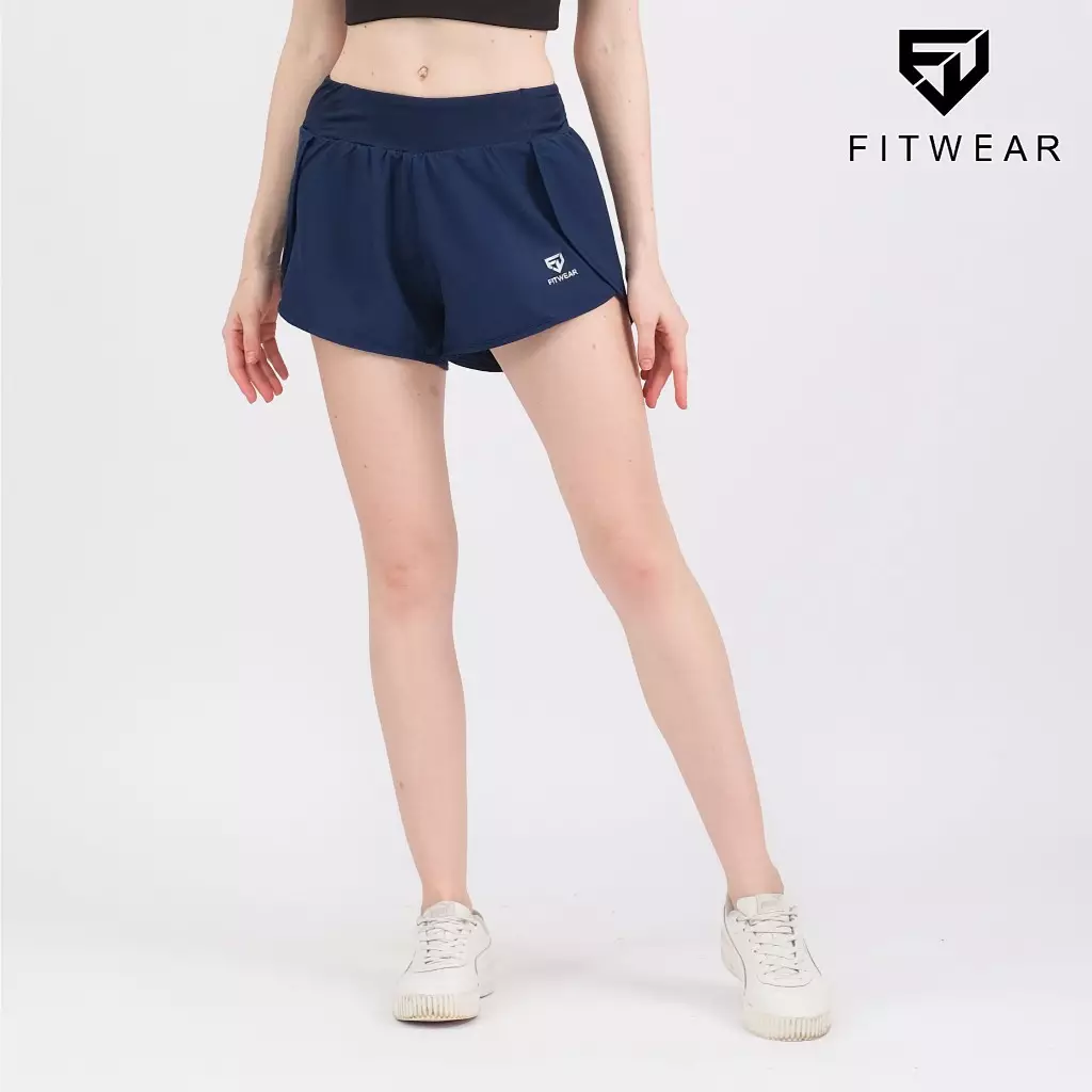 Fitwear - Celana Pendek Lari + Inner Olahraga Wanita LILIAN - NAVY