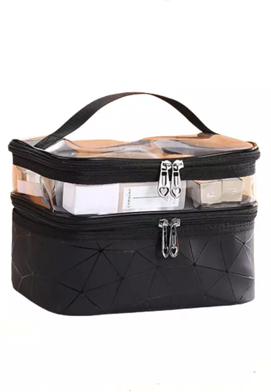 Elmar Tas Kosmetik Make Up Travel Wanita Organizer Bag Material Nylon Vinil ORIGINAL - Black