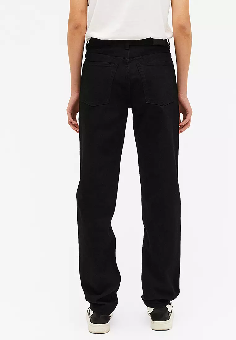 Lilly Black Straight Fit High Waist Cargo Pants