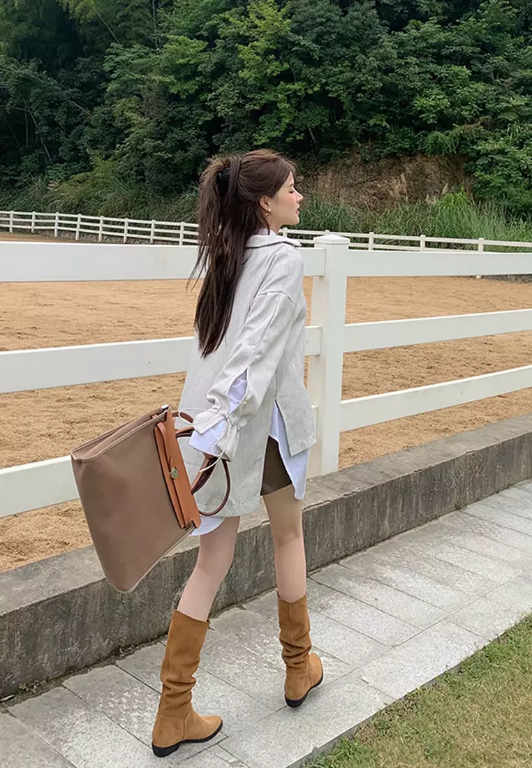 Fabric knee high boots top
