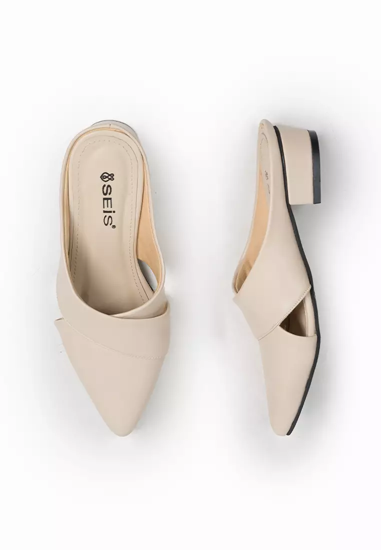 SEIS Monty Sandal Wanita Mules Heels 3 cm - CREAM
