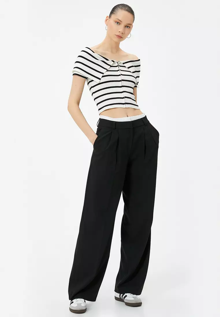 Zippered Off Shoulder T-Shirt