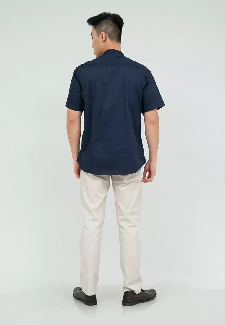 Houseofcuff Baju Koko Kemeja Lengan Pendek Pria Navy