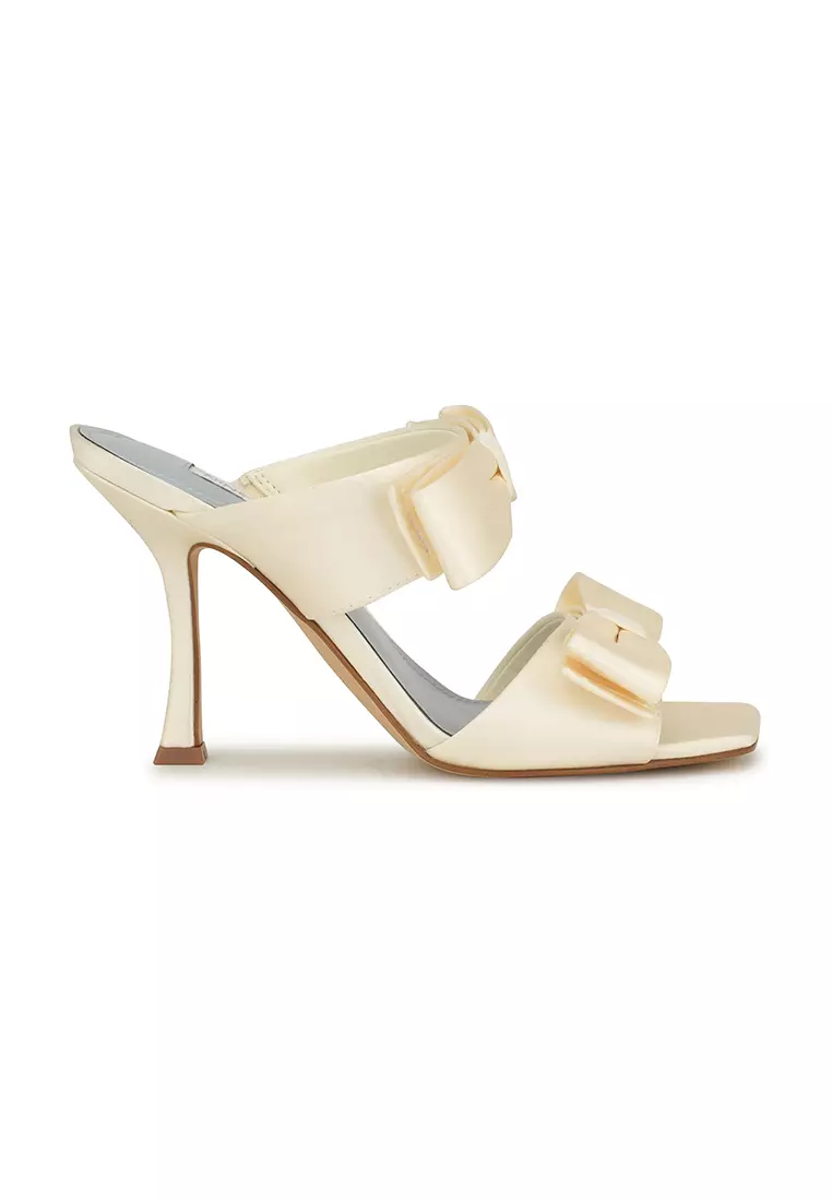 Discount on Nine West  shoes - SKU: Yoloh Square Toe Tapered Heel Dress Sandals Ivory