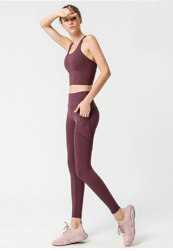 B-Code brown ZYG3047-Lady Quick Drying Running Fitness Yoga Sports Leggings -Brown 9557BAAB15951AGS_1