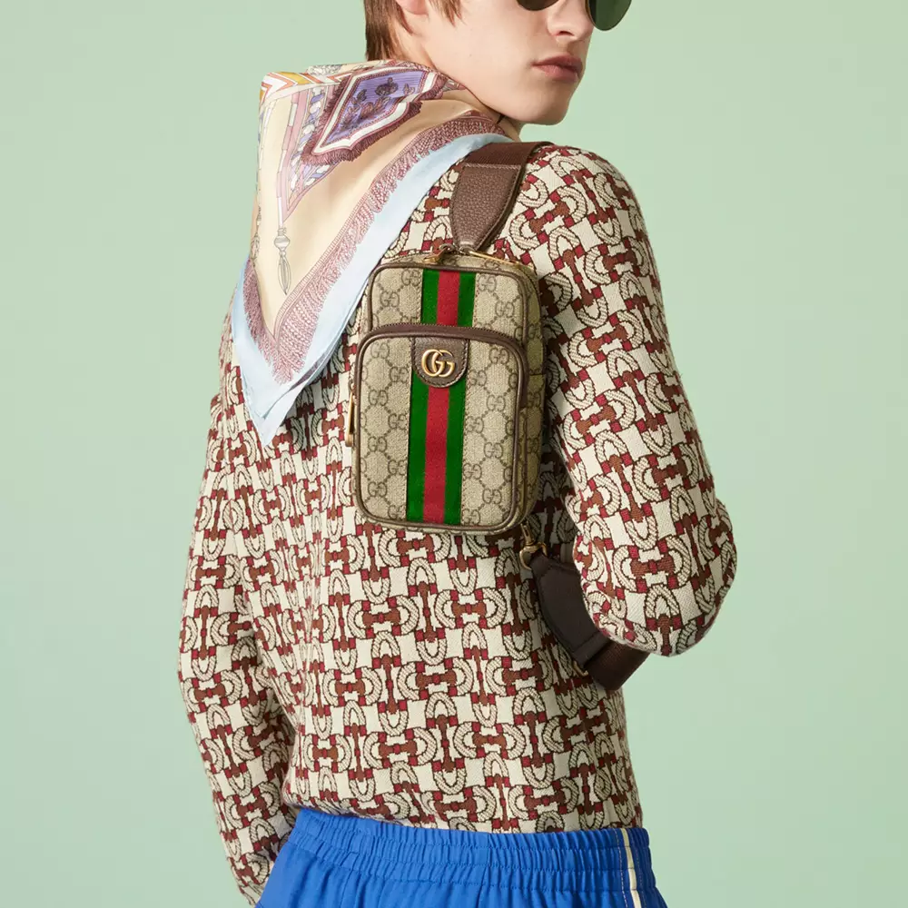 Ophidia GG Supreme Canvas Mini Bag Beige Ebony Brown