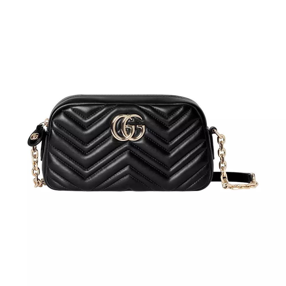 GG Marmont Small Supple Leather Camera Bag Black Lghw