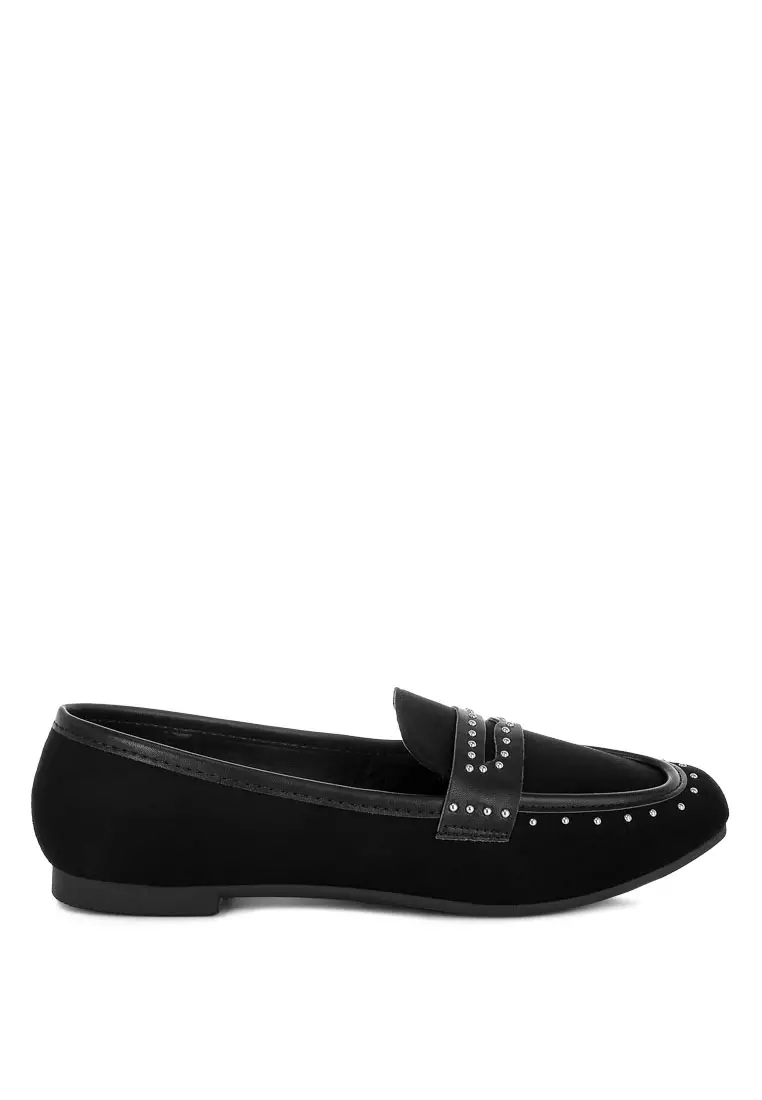 Discount on London Rag  shoes - SKU: Penny Strap Studded Loafers In Black