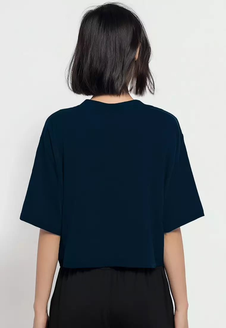 LTH11 Kaos Crop Top Oversize OLC "paris" navy