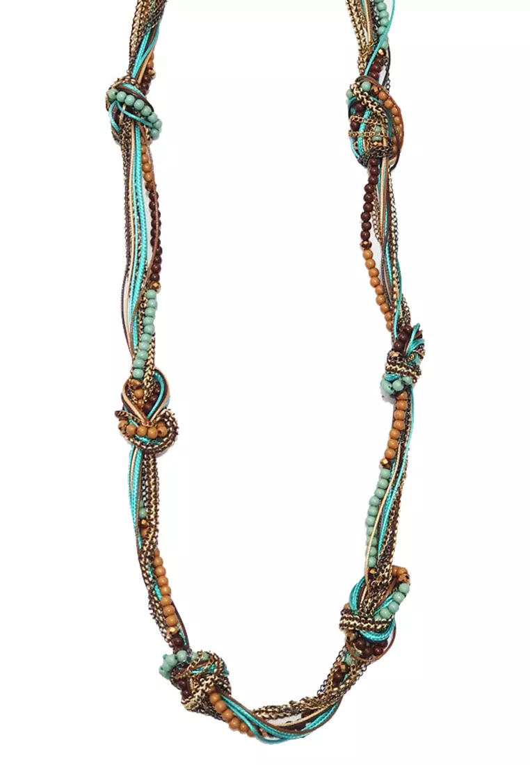 Knotted Chains Necklace Turquoise