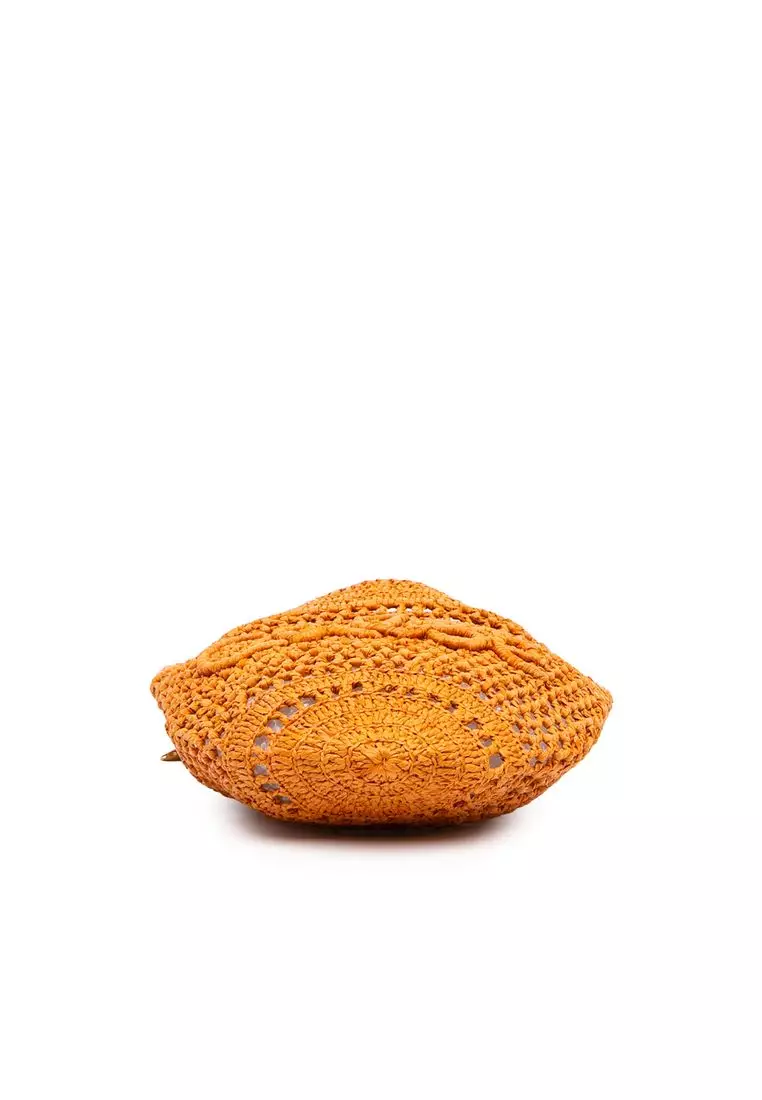 Pre-Loved Chloé Small Raffia Embroidered Logo Summer Banana Tote