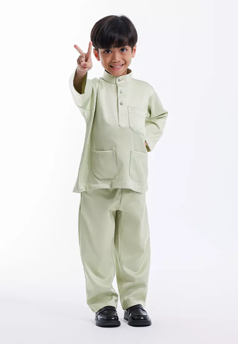 Alain Delon Baju Melayu Cekak Musang Budak - 19026505-41AloeGreen