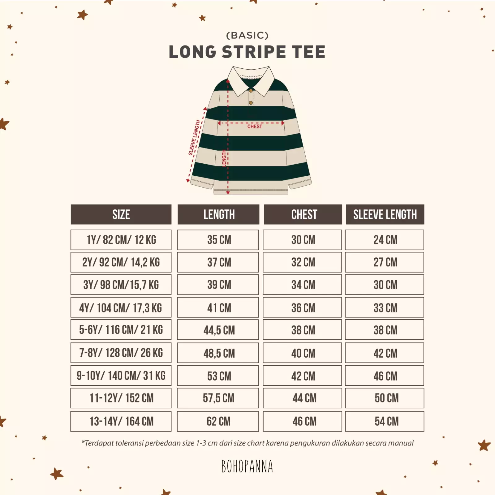 BOHOPANNA - LONG STRIPE TEE - KAOS PANJANG ANAK - KAOS POLO ANAK