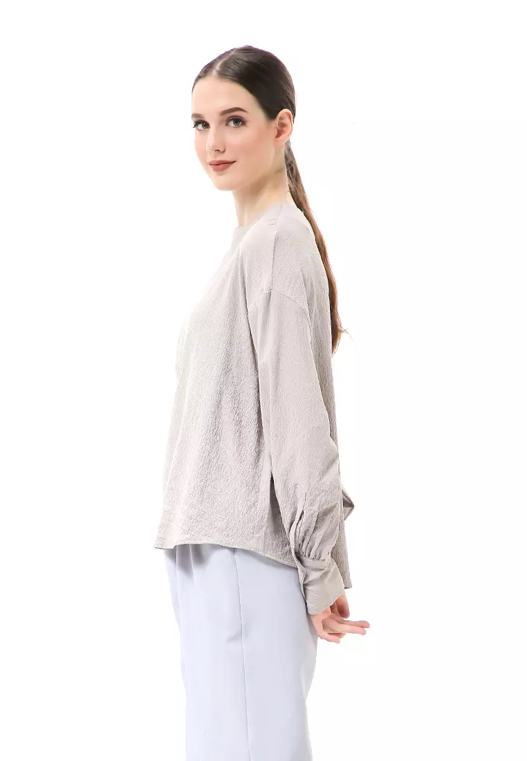 Susan Blouse Lengan Panjang Atasan Wanita Kasual High Quality - Grey