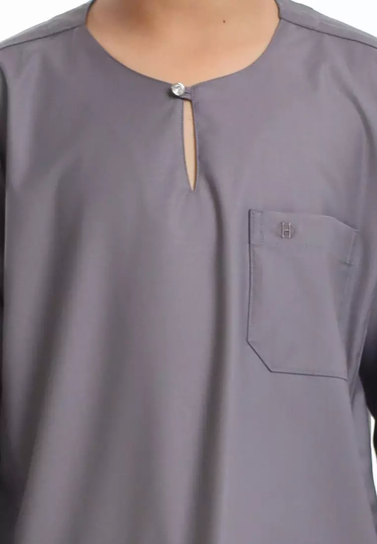 Forest x Hatta Dolmat Baju Melayu Teluk Belanga Budak - FK24104BM-03DkGrey