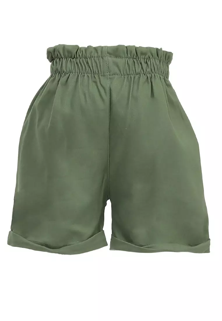 Milly Celana Pendek Anak Perempuan Short Chinos Motif Polos Pinggang Karet Material Cotton Twill ORIGINAL - Army Green