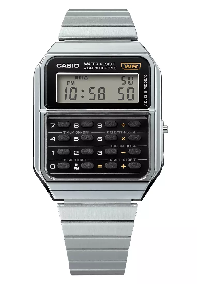 Casio Vintage Calculator Watch - Jam Tangan Digital Unisex - CA-500WE-1A - Stainless Steel