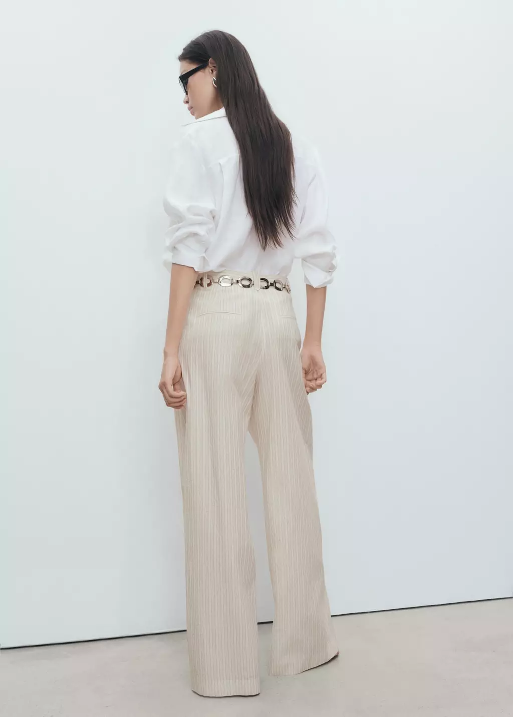 Celana wide leg motif garis