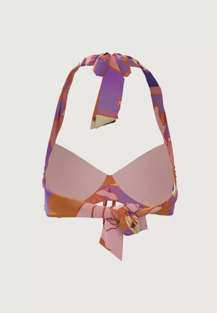 Waterlily Coral Tie Front Halter Top