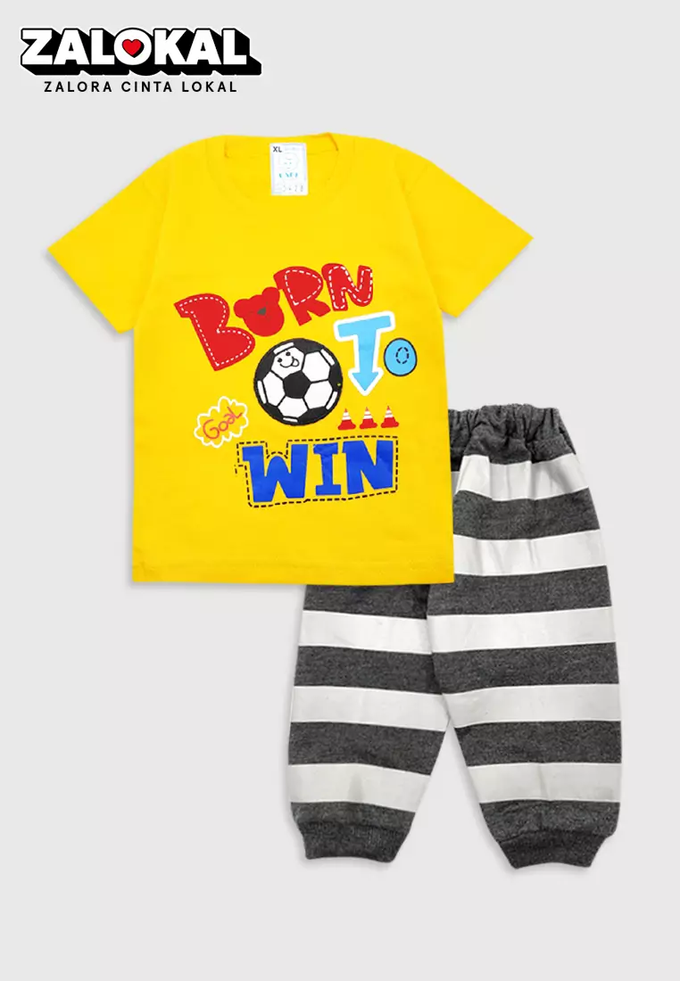 Wakakids Setelan Anak Laki Laki Celana Jogger Soccer Ball 3428 Kuning