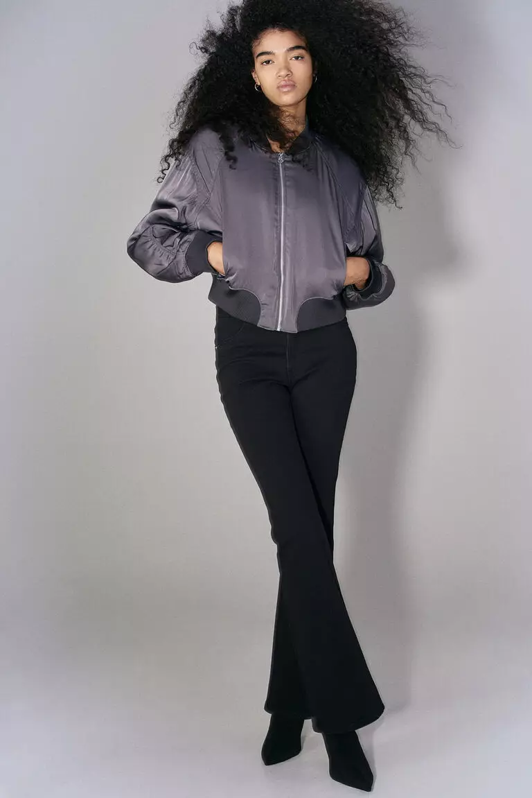 Flared twill trousers