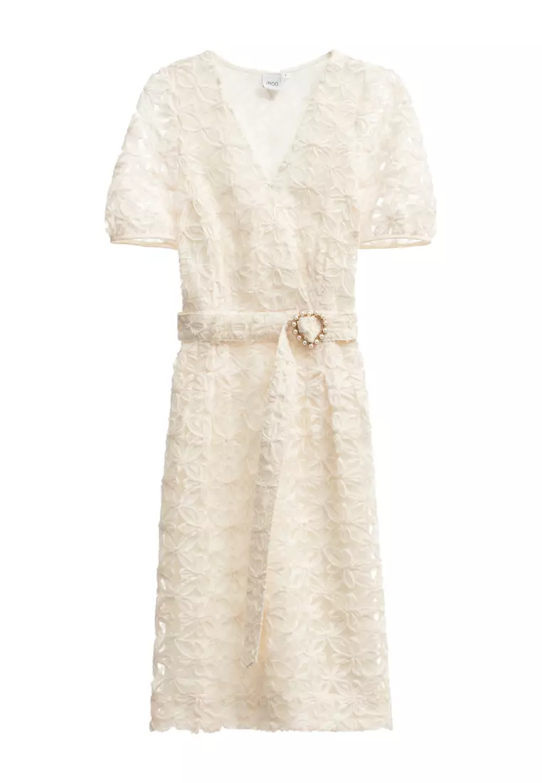 3-D Floral Mesh Midi Dress