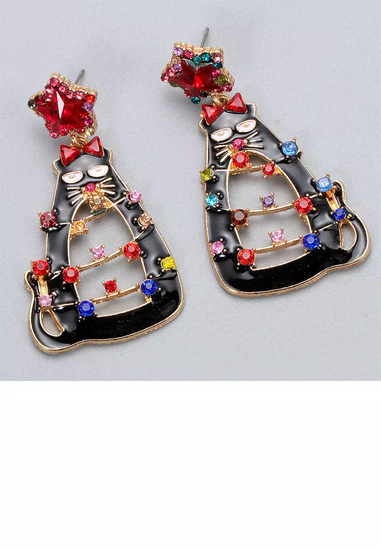Christmas cat earrings hotsell