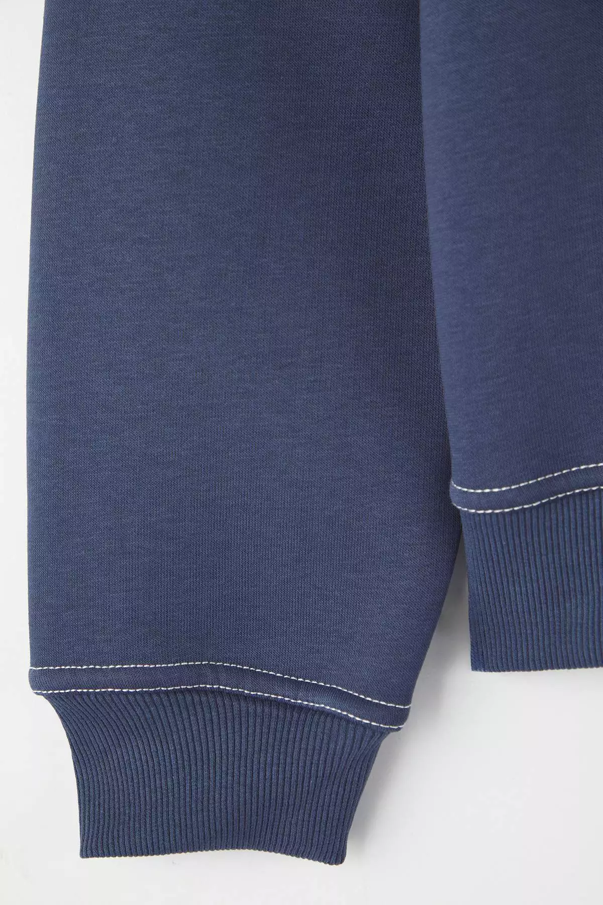 Pale Indigo Oversize/Wide Cut Contrast Stitch Detail Crew Neck Sweatshirt