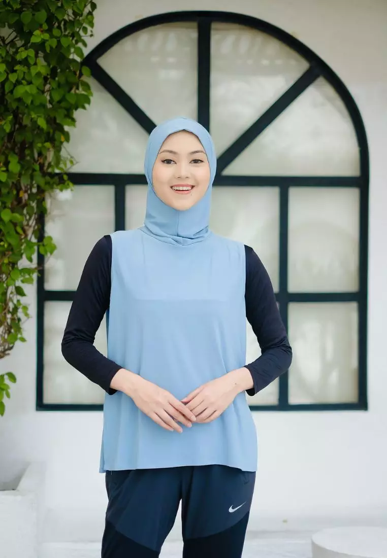 Farina Hijab Outer Dusty Blue - Hijab Olahraga