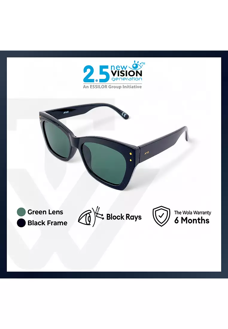 Women's Cat Eye Frame Black Plastic UV Protection Sunglasses SUNSC2520213