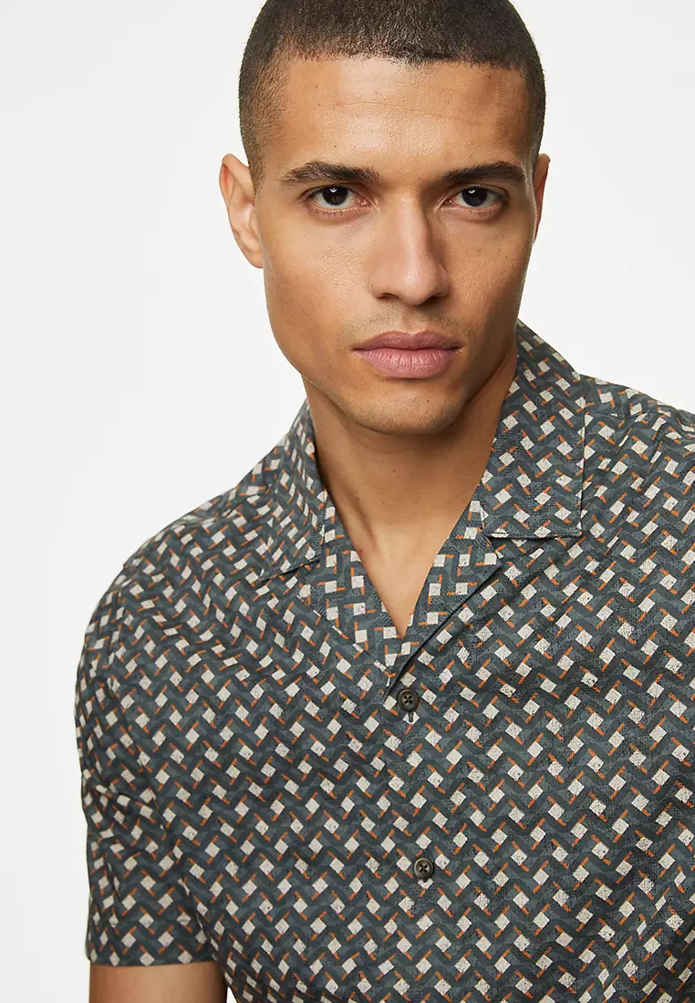 Pure Cotton Cuban Collar Shirt