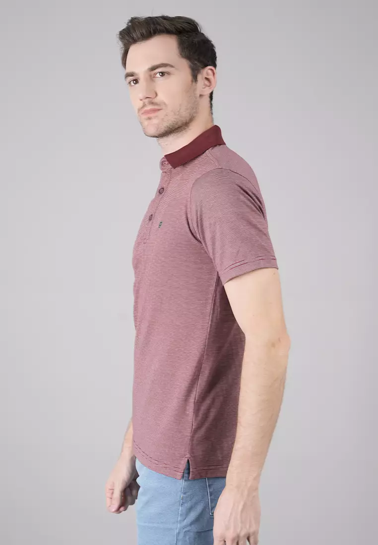 LGS - Kaos Casual Pria - Kaos Kerah Wangky - Lengan Pendek - Maroon - JWS.324.L3128F.01