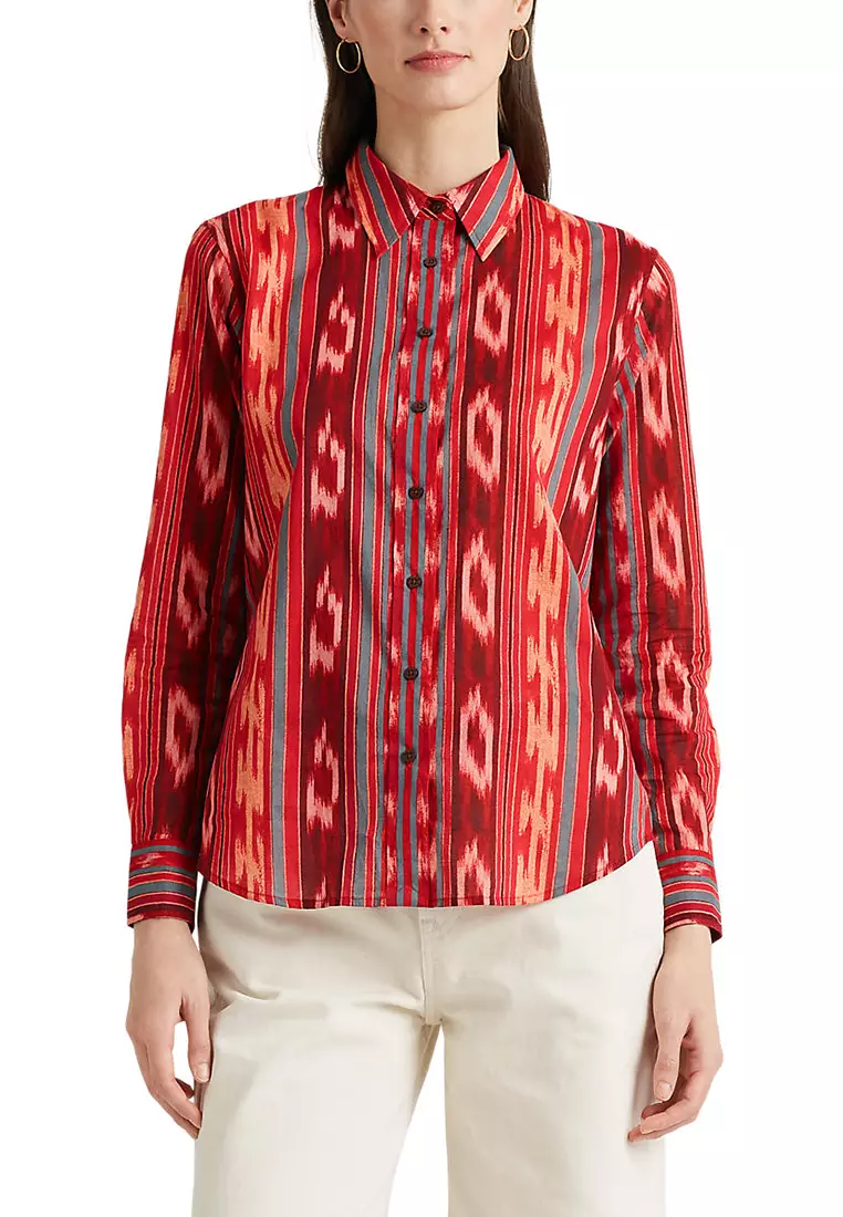 Lauren Ralph Lauren Geo-Striped Cotton Voile Shirt