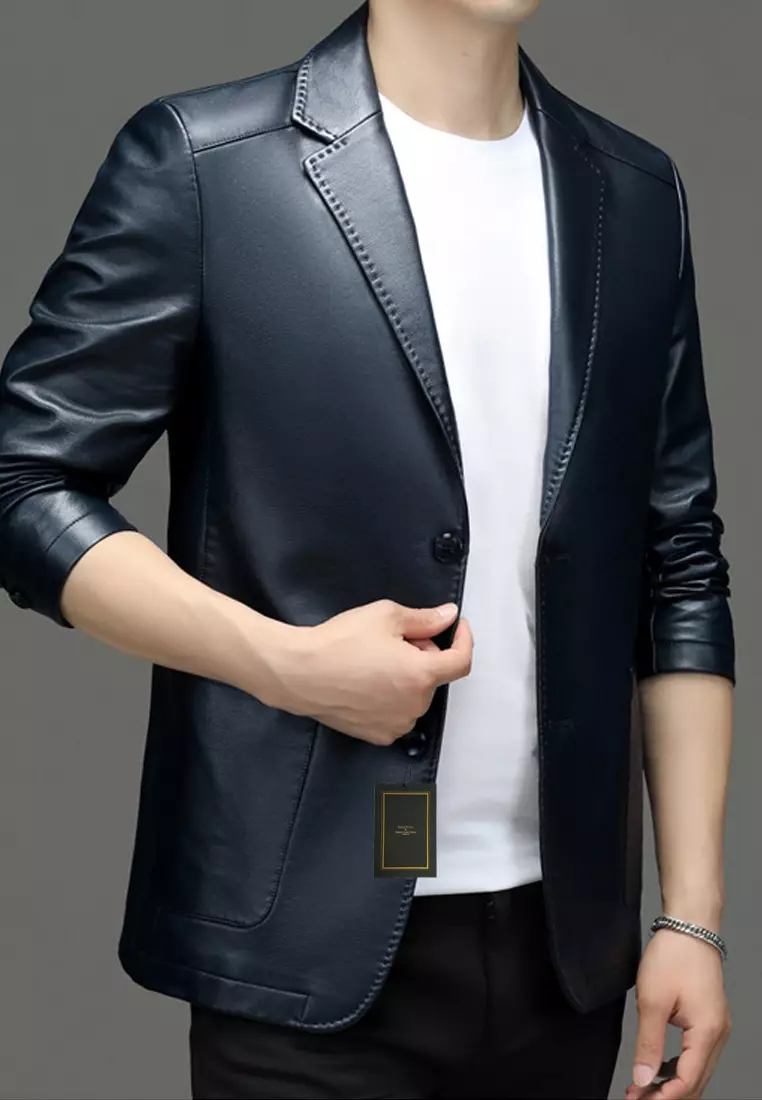 Buy HAPPY FRIDAYS Faux Leather Suit Jacket BD2202 2024 Online | ZALORA ...