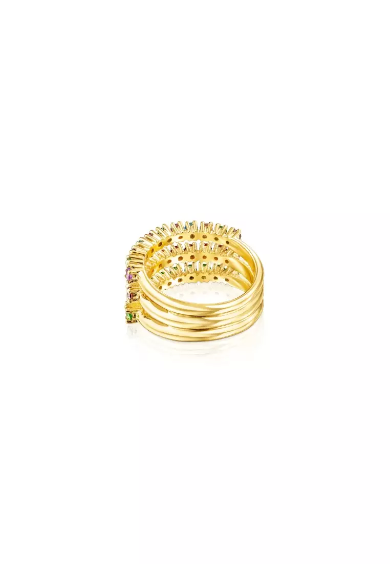 Tous TOUS Straight Triple Silver Vermeil Ring with Gemstones 2024 | Buy  Tous Online | ZALORA Hong Kong