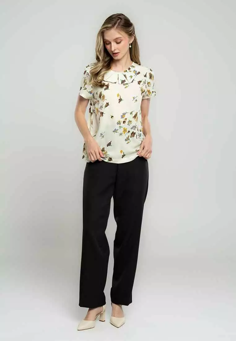 Blush Blossom Petal-Collar Blouse