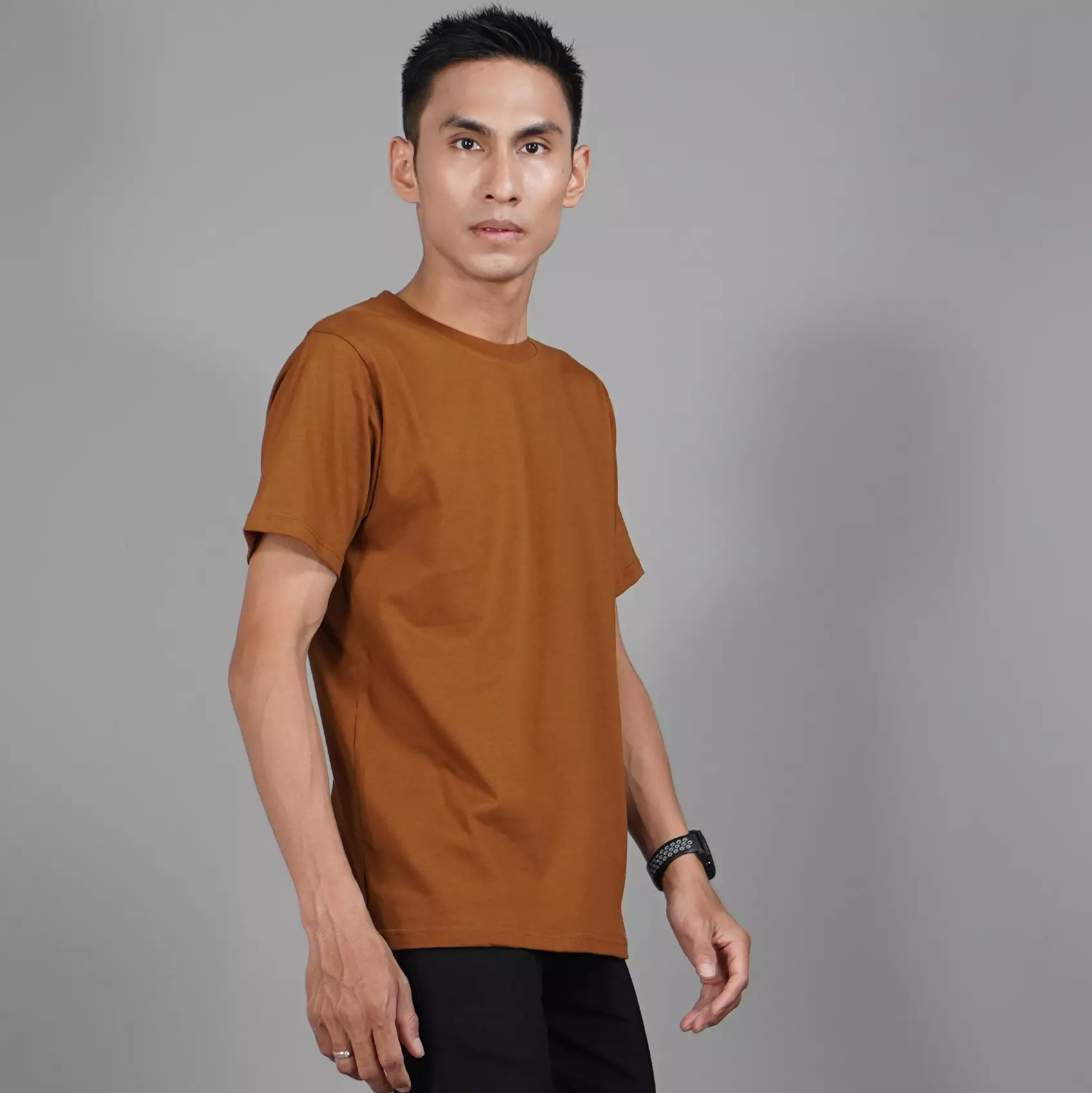  Kaos Polos Pria Lengan Pendek Cotton TShirt Short Sleeve - Bronze