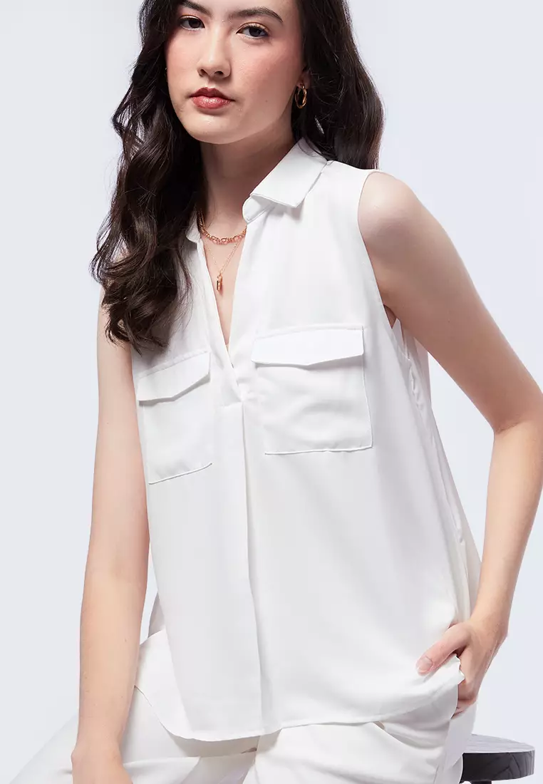 Off white sleeveless discount blouse