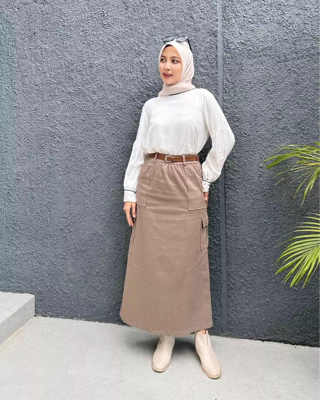 Rok Panjang Wanita - Twill Cargo Skirt Keisha COKLAT