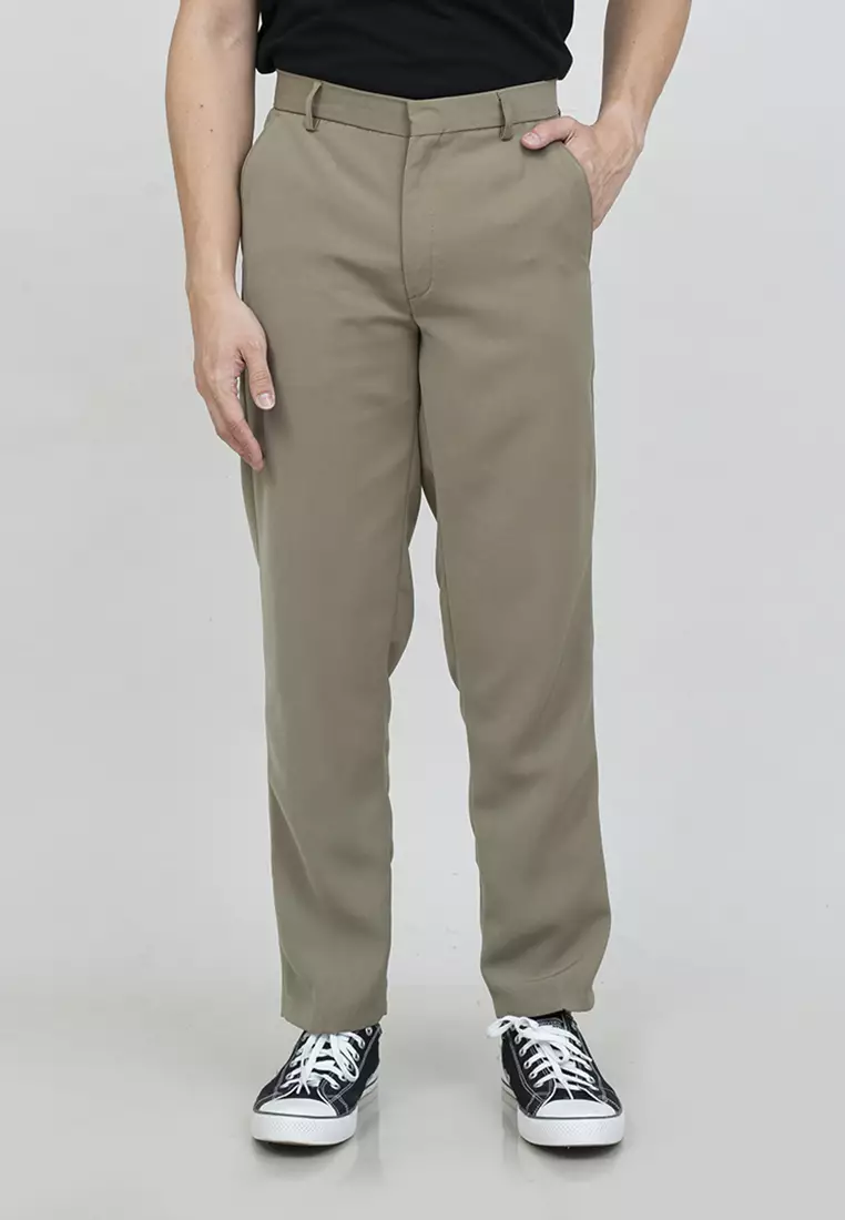 Celana bahan kerja reguler panjang formal lurus (BUKAN SLIM FIT) Hijau